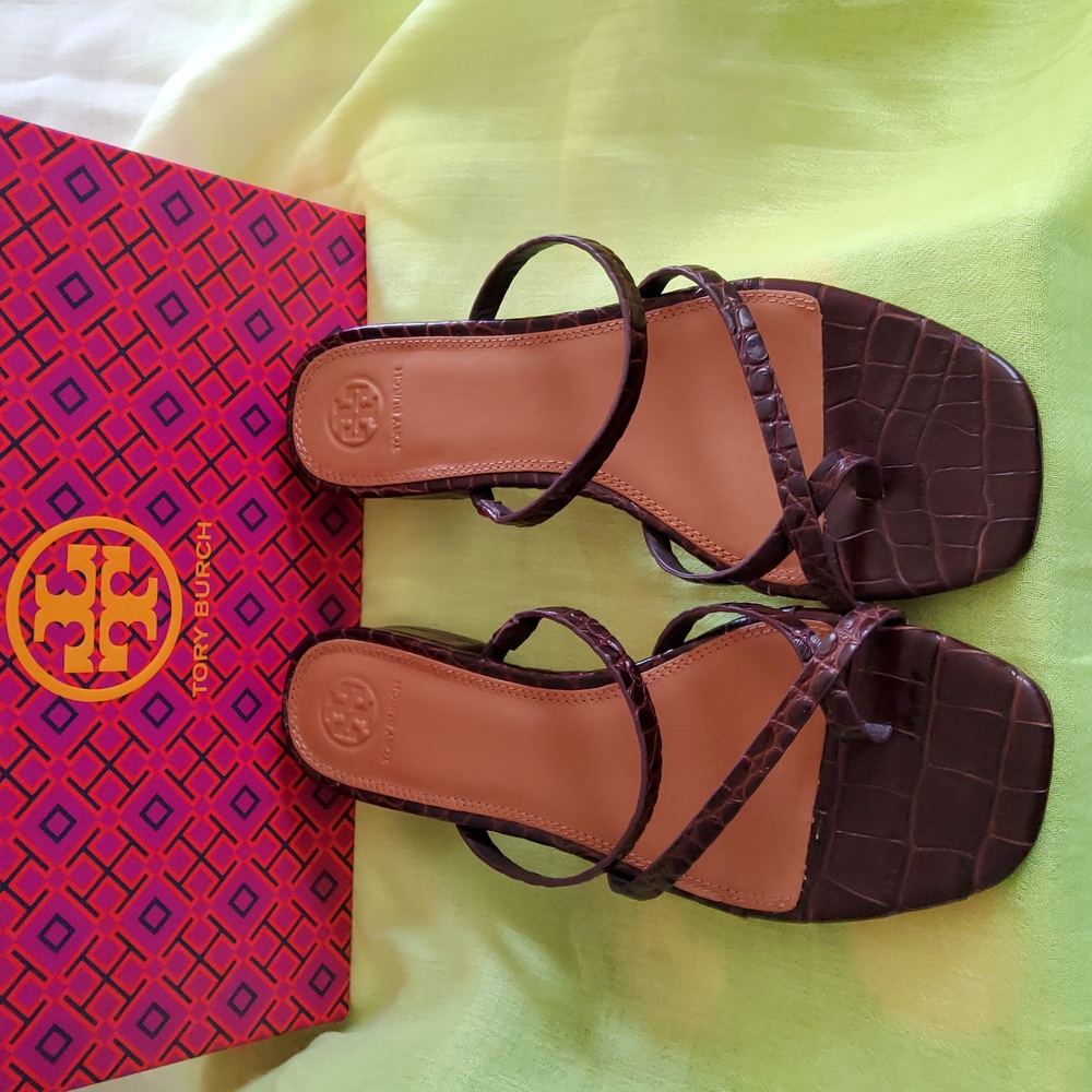 Tory Burch "Brook" Crock Embossed Leather.